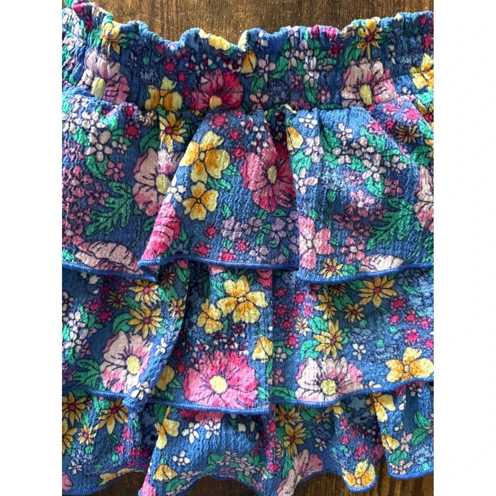 Jumping Beans Girls Blue Floral Tiered Ruffle Skirt Size 3T NWT